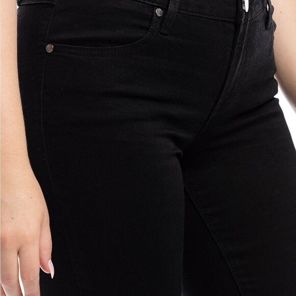 1822 Denim Black Wide Flare Leg Mid Rise Denim Jeans Size 0/25 New - Picture 6 of 7